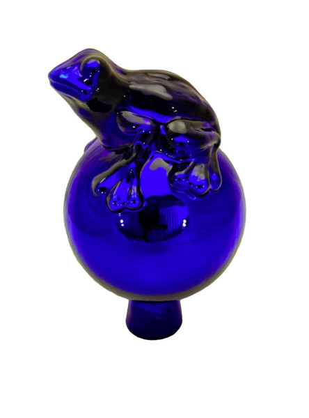 Rosenkugel Frosch auf Kugel ca. 12 cm blau verspiegelt die märchenhafte Gartenidee