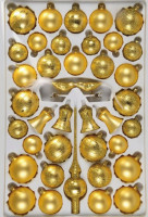 .Christbaumschmuck Sortiment ELEGANZ 39-teilig Weihnachtsbaumschmuck gold matt mit Goldglimmer