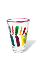 PUEBLO FarbGlasSerie  - Glas, Becher - Rand pink bunt - verspielt - vielfältig