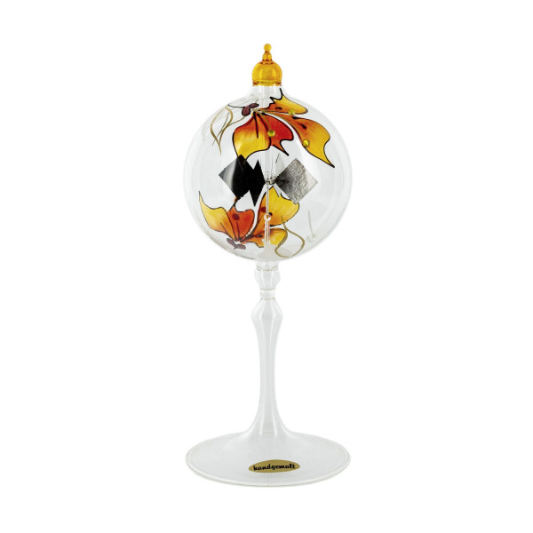 Lichtmühle/Radiometer Orchidee Pfirsich mit Straßsteinen und Standfuß, 80 mm, mundgeblasen & handbemalt