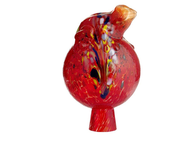 Gartenkugel Frosch auf Kugel 12 cm rot / bunt getupft Neue Designs für die Gartensaison 2015/16!