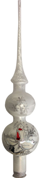 Christbaum Spitze 5/6 cm weiß gefrostet Kerze rot Weihnachtsbaumschmuck  MÄRCHENZEIT