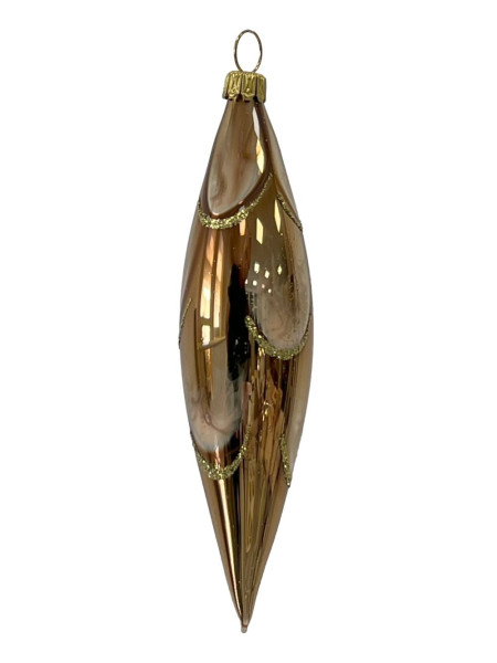 Christbaum Olive 12 cm Lauflack Palisander Gold verziert Weihnachtsbaumschmuck Palisander, 4 -teilig